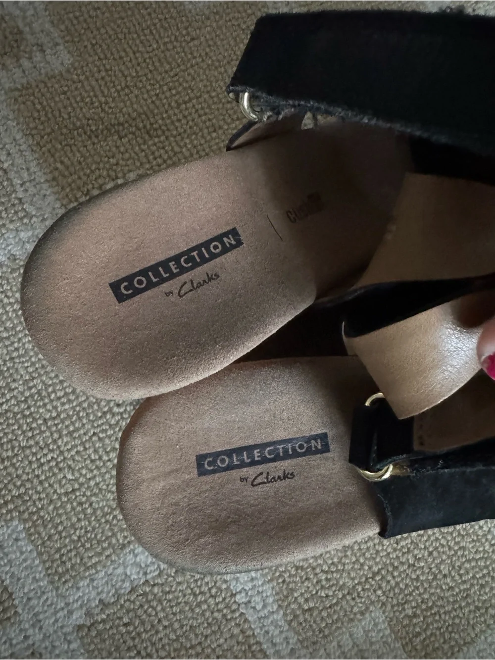 Clarks Annadel Eirwyn Nubuck Cork Wedge Sandals Summer Shoes Black 8.5